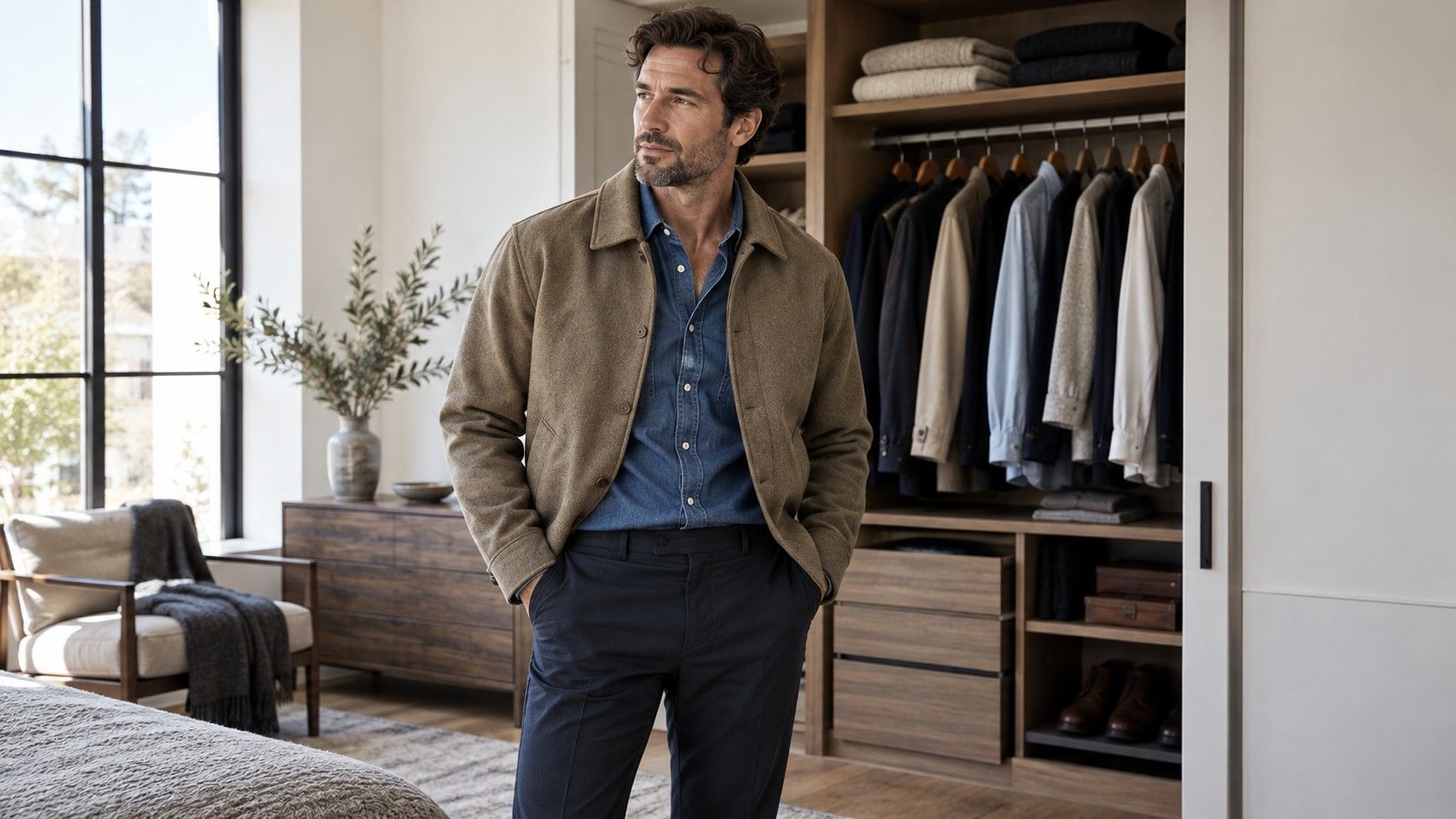Clothing color combinations arranged for an everyday outfit